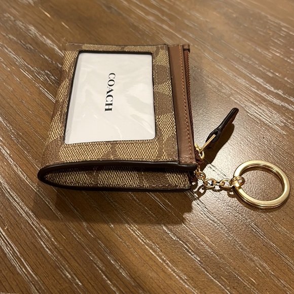 Coach Signature Mini Skinny ID Card Case Key Chain Wallet - Picture 8 of 16